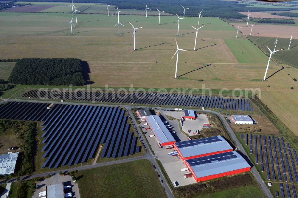 Lübesse from above - Freight forwarding - logistics & transport depot of the Theurer GmbH in Luebesse in Mecklenburg-Western Pomerania