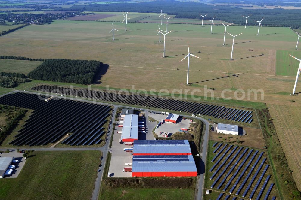 Aerial image Lübesse - Freight forwarding - logistics & transport depot of the Theurer GmbH in Luebesse in Mecklenburg-Western Pomerania