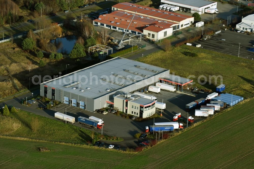 Aerial image Jacobsdorf - Freight forwarding building a logistics and transport company Alblas international Transport in Jacobsdorf in the state Brandenburg