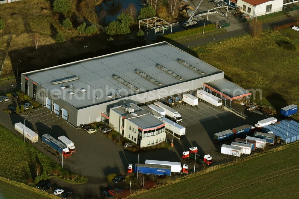 Aerial photograph Jacobsdorf - Freight forwarding building a logistics and transport company Alblas international Transport in Jacobsdorf in the state Brandenburg