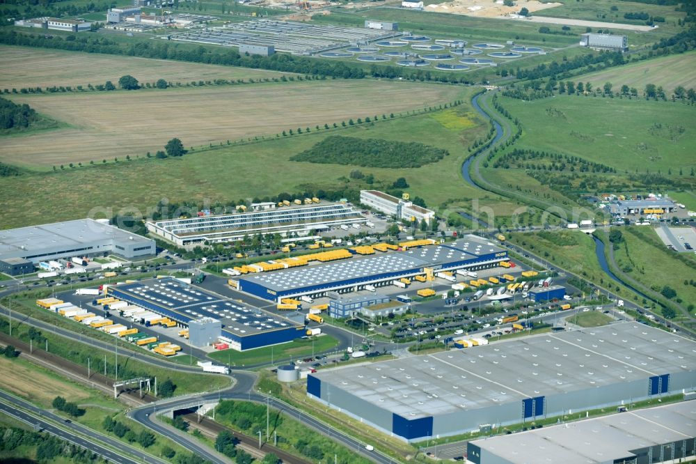 Aerial photograph Schönefeld - Freight forwarding building a logistics and transport company DACHSER SE on Thomas-Dachser-Allee in Schoenefeld in the state Brandenburg, Germany