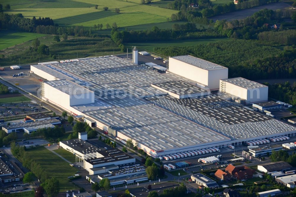 Aerial photograph Verl - Freight forwarding building a logistics and transport company Edinger-Transporte G.m.b.H in Verl in the state North Rhine-Westphalia