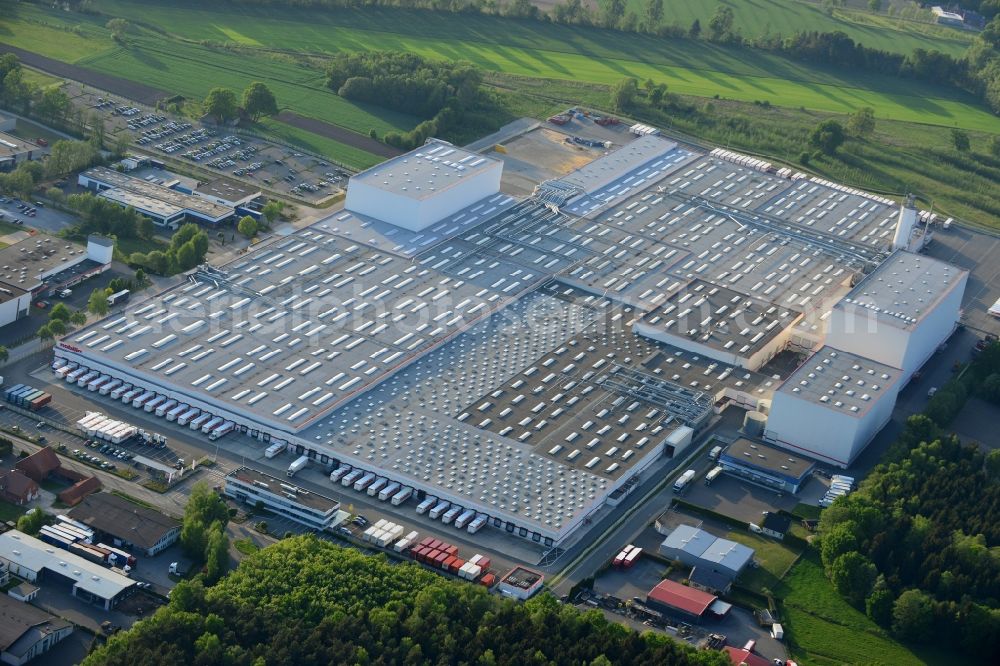 Verl from above - Freight forwarding building a logistics and transport company Edinger-Transporte G.m.b.H in Verl in the state North Rhine-Westphalia