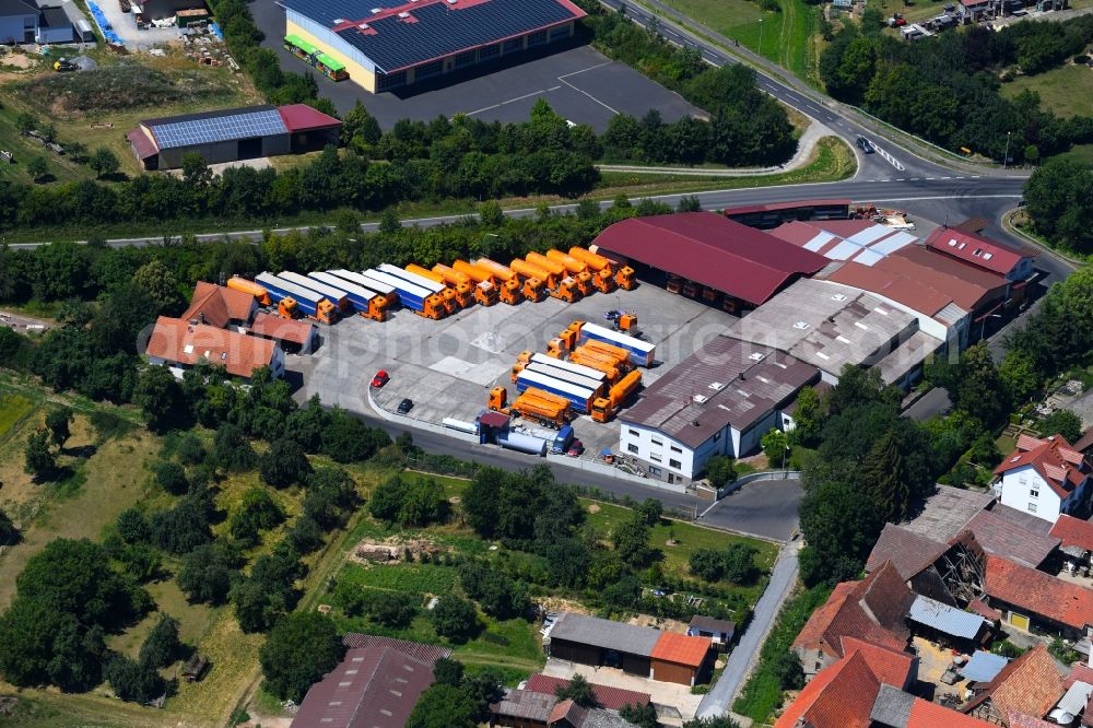 Werneck from the bird's eye view: Freight forwarding building a logistics and transport company Eichelmann Transporte in Werneck in the state Bavaria, Germany