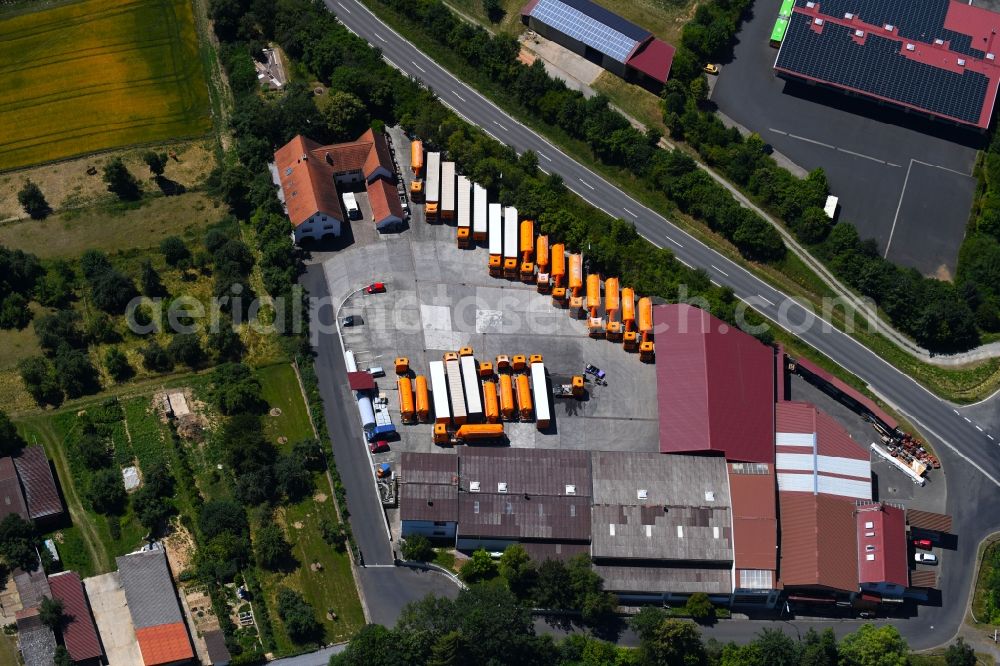 Aerial image Werneck - Freight forwarding building a logistics and transport company Eichelmann Transporte in Werneck in the state Bavaria, Germany