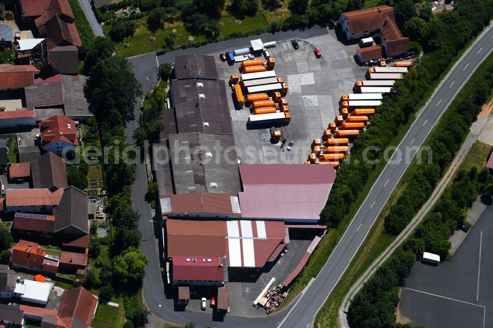 Aerial photograph Werneck - Freight forwarding building a logistics and transport company Eichelmann Transporte in Werneck in the state Bavaria, Germany