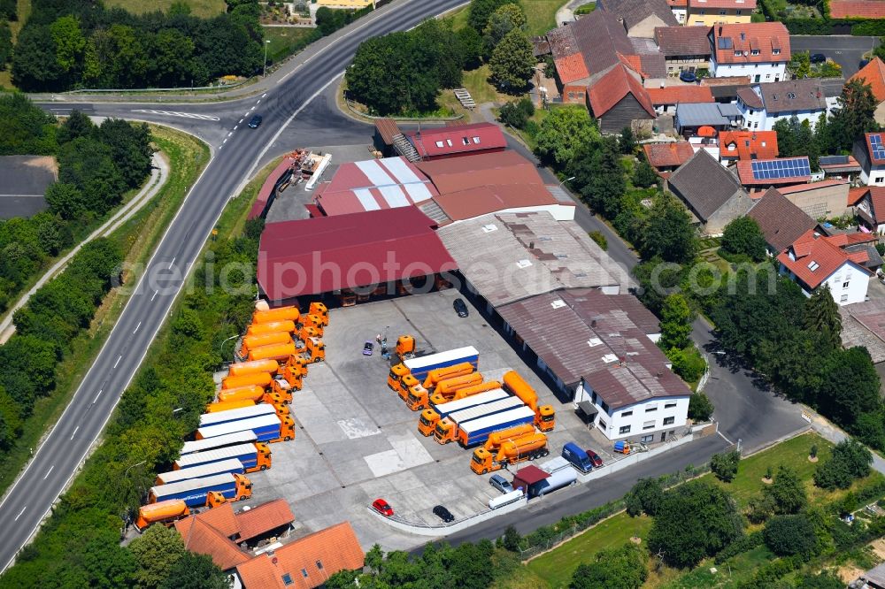 Aerial image Werneck - Freight forwarding building a logistics and transport company Eichelmann Transporte in Werneck in the state Bavaria, Germany