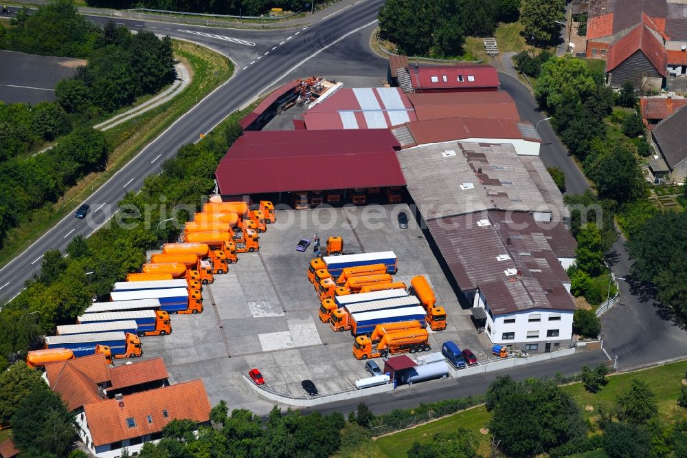 Aerial photograph Werneck - Freight forwarding building a logistics and transport company Eichelmann Transporte in Werneck in the state Bavaria, Germany