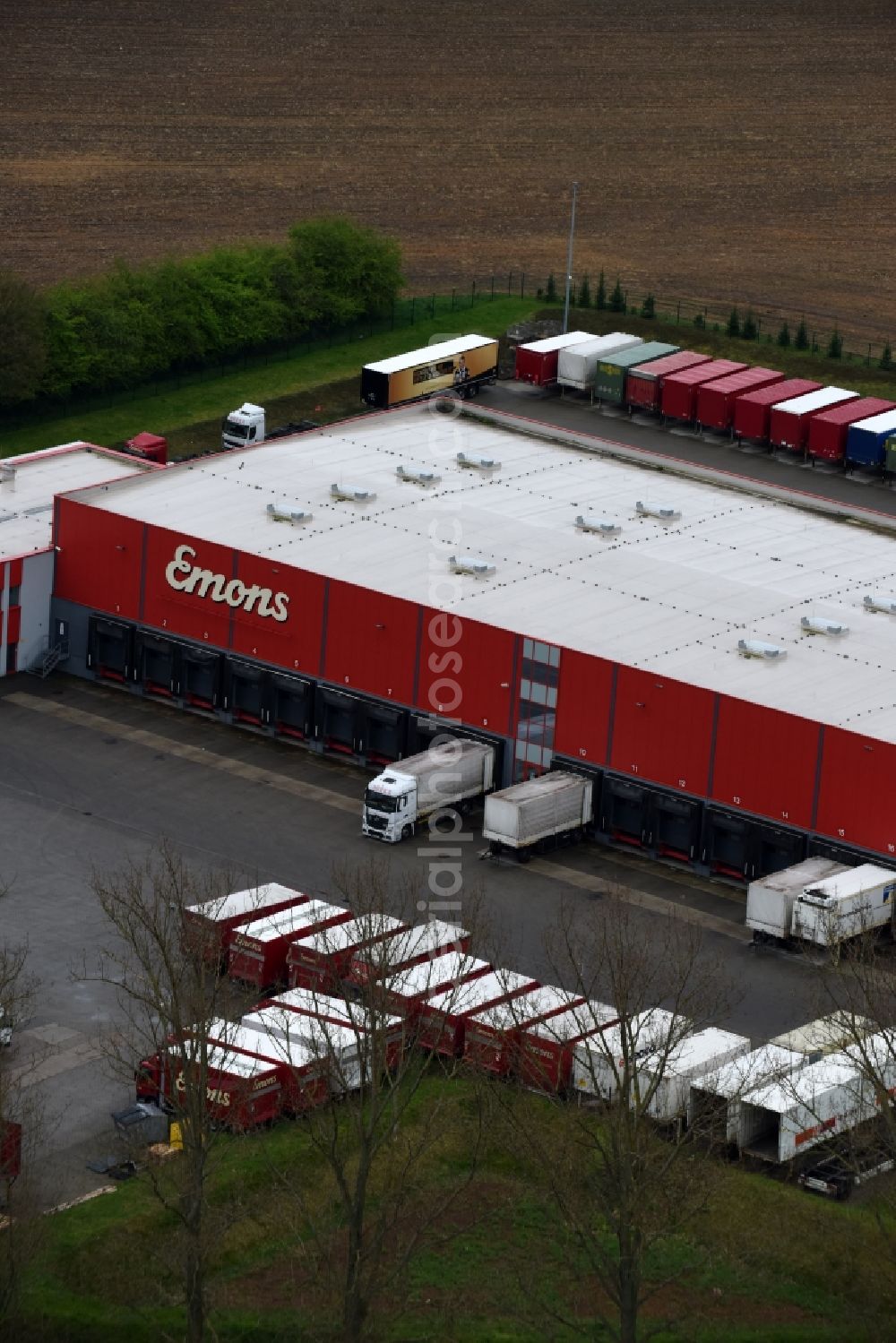 Aerial image Uhrsleben - Freight forwarding building a logistics and transport company Emons Spedition GmbH in Uhrsleben in the state Saxony-Anhalt