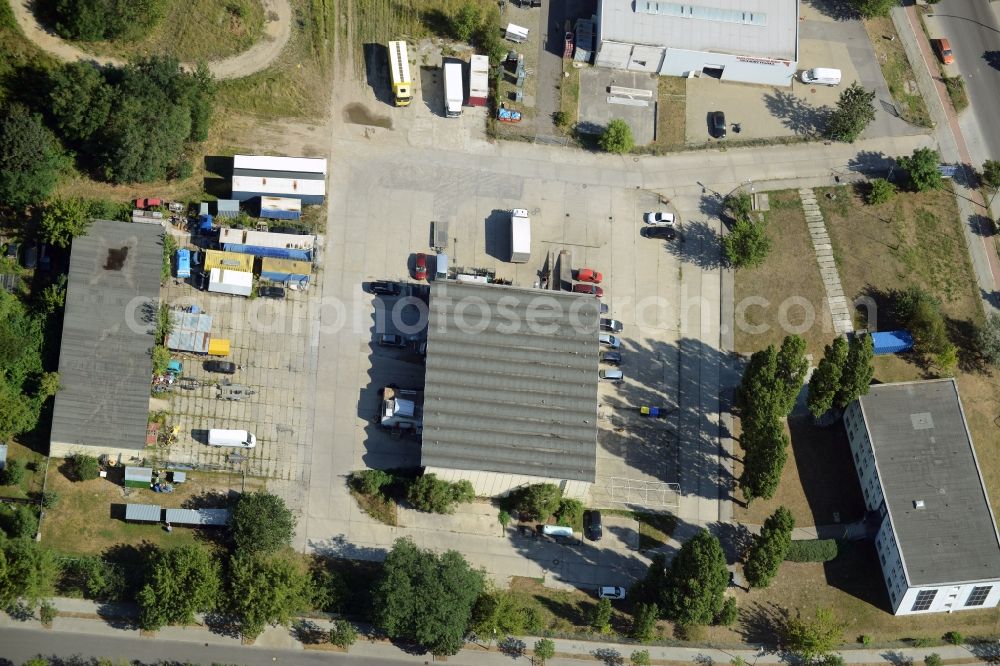 Berlin from above - Freight forwarding building a logistics and transport company Ilona Ramm at the Boxberger Strasse in Berlin in Germany