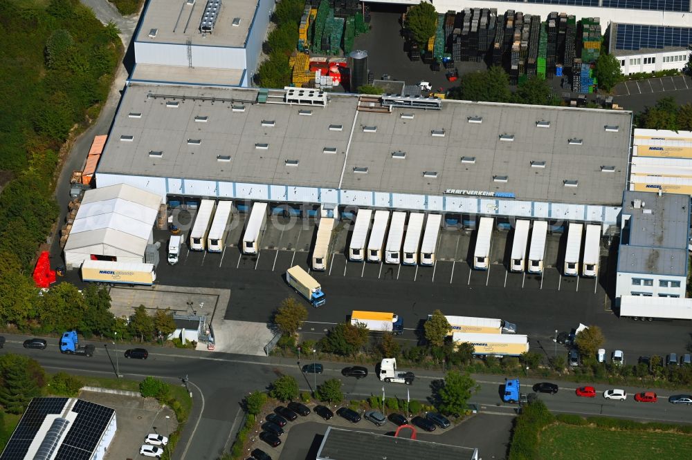 Aerial photograph Würzburg - Freight forwarding building a logistics and transport company of Kraftverkehr Nagel SE & Co. KG on Leuschnerstrasse in the district Rottenbauer in Wuerzburg in the state Bavaria, Germany