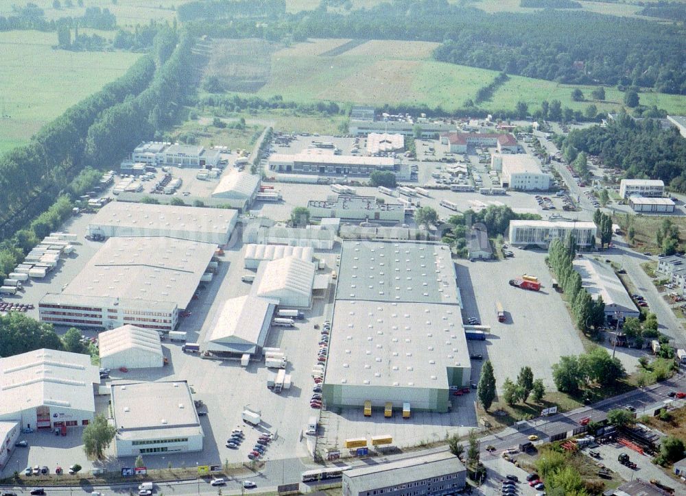 Potsdam from above - Freight forwarding building a logistics and transport company Krage Potsdam GmbH Am Buchhorst in Potsdam in the state Brandenburg