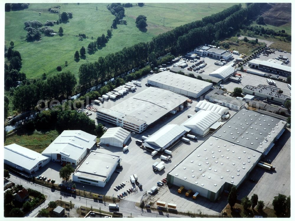 Potsdam from above - Freight forwarding building a logistics and transport company Krage Potsdam GmbH Am Buchhorst in Potsdam in the state Brandenburg