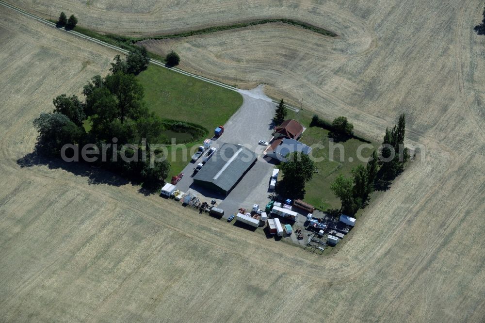 Aerial image Broderstorf - Freight forwarding building a logistics and transport company Marco Welte Schausteller in Broderstorf in the state Mecklenburg - Western Pomerania