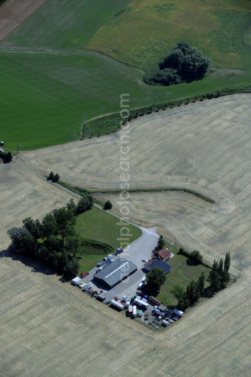 Aerial image Broderstorf - Freight forwarding building a logistics and transport company Marco Welte Schausteller in Broderstorf in the state Mecklenburg - Western Pomerania