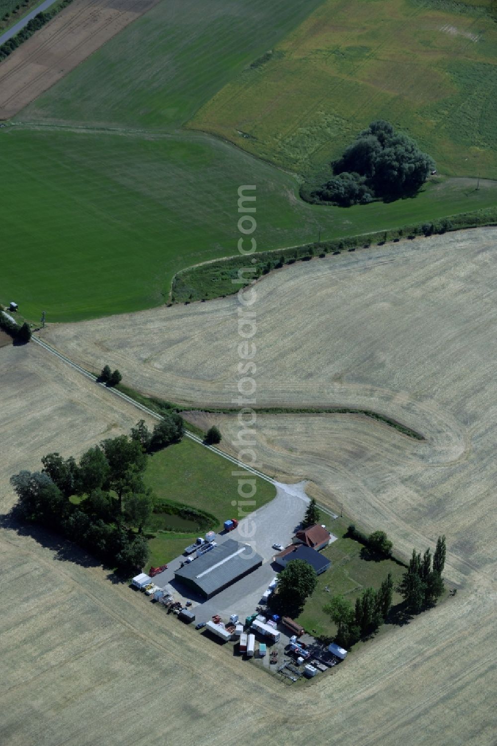 Aerial photograph Broderstorf - Freight forwarding building a logistics and transport company Marco Welte Schausteller in Broderstorf in the state Mecklenburg - Western Pomerania