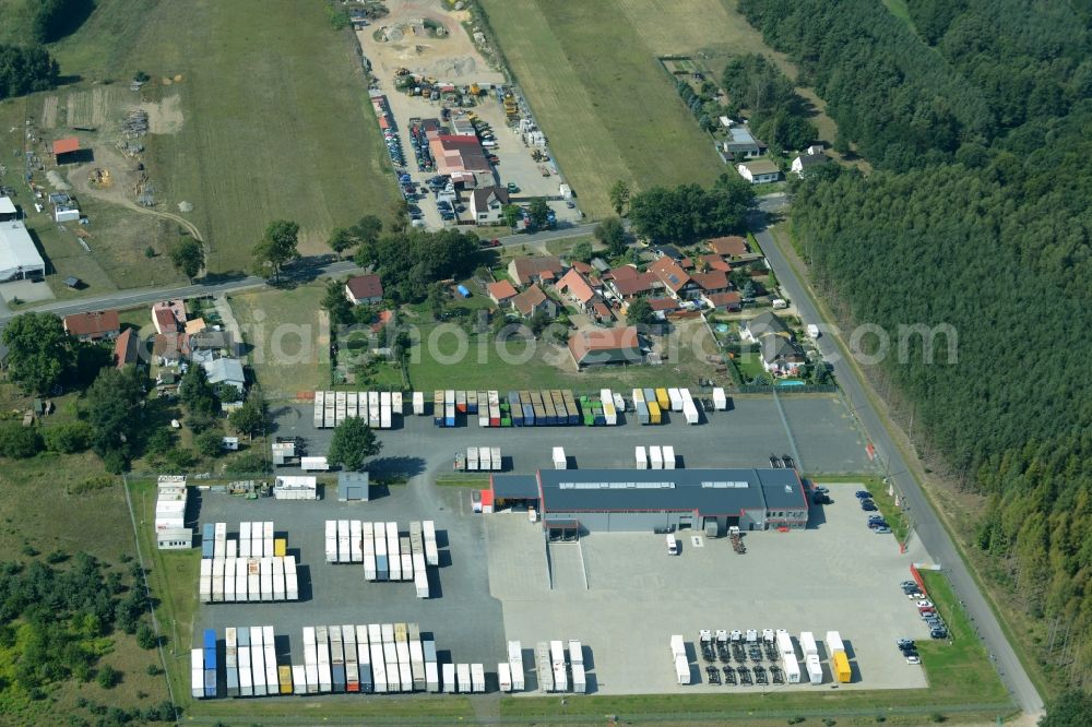 Heidesee from the bird's eye view: Freight forwarding building a logistics and transport company MLS Mobil Logistik Service in Heidesee in the state Brandenburg