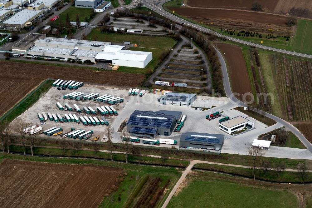 Ettenheim from above - Freight forwarding building a logistics and transport company Wildt GmbH in Ettenheim in the state Baden-Wuerttemberg, Germany