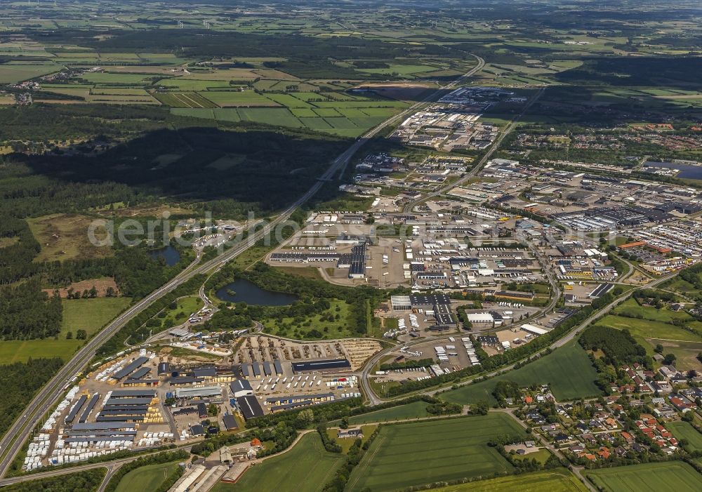 Aerial photograph Padborg - Forwarding agency building of the logistics companies and haulage companies in the industrial area in Padborg in Syddanmark, Denmark