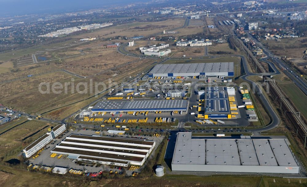 Aerial image Schönefeld - View of the forwarding and stock construction of the company Dachser GmbH & Co. KG in Schoenefeld in the state Brandenburg