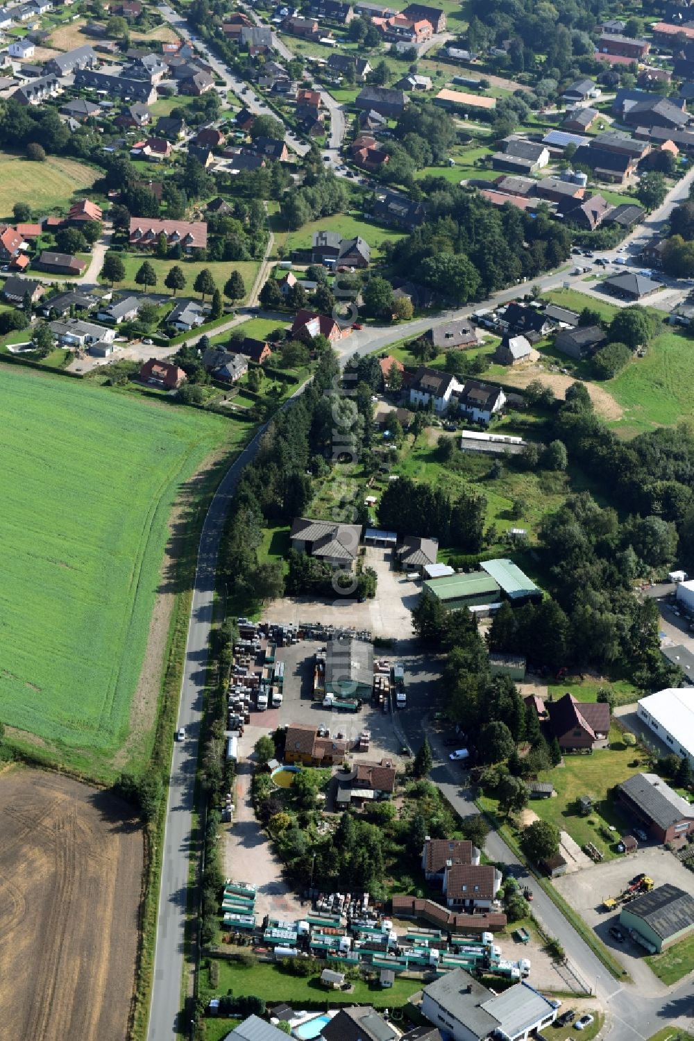 Breitenfelde from above - Spedition grounds of the logistics and transport company Liselotte Hammer in Breitenfelde in the state Schleswig-Holstein