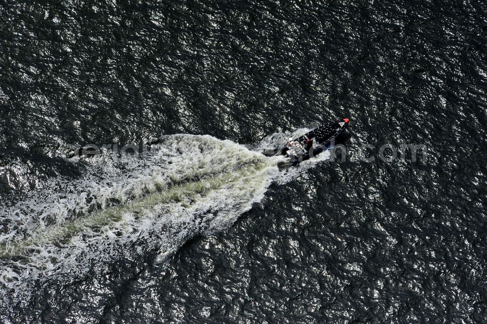 Aerial photograph Rostock / Warnemünde - Speed boat off Warnemünde, a district of Rostock in Mecklenburg Western Pomerania