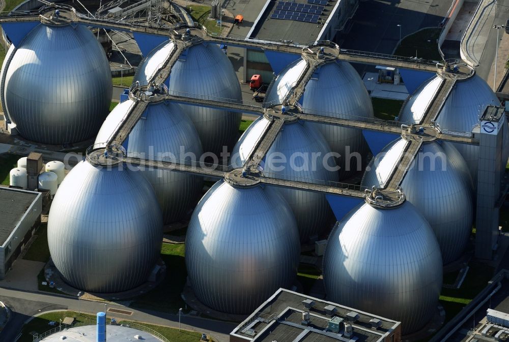 Hamburg from above - Storage tank of the Hamburg city water works in Hamburg