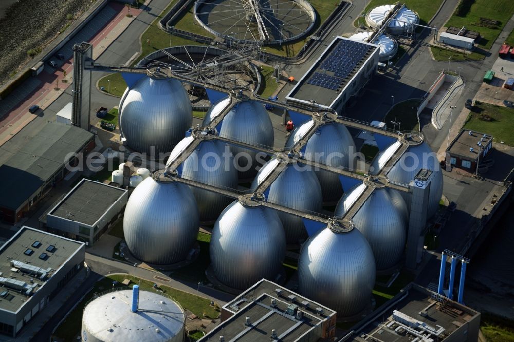 Hamburg from above - Storage tank of the Hamburg city water works in Hamburg