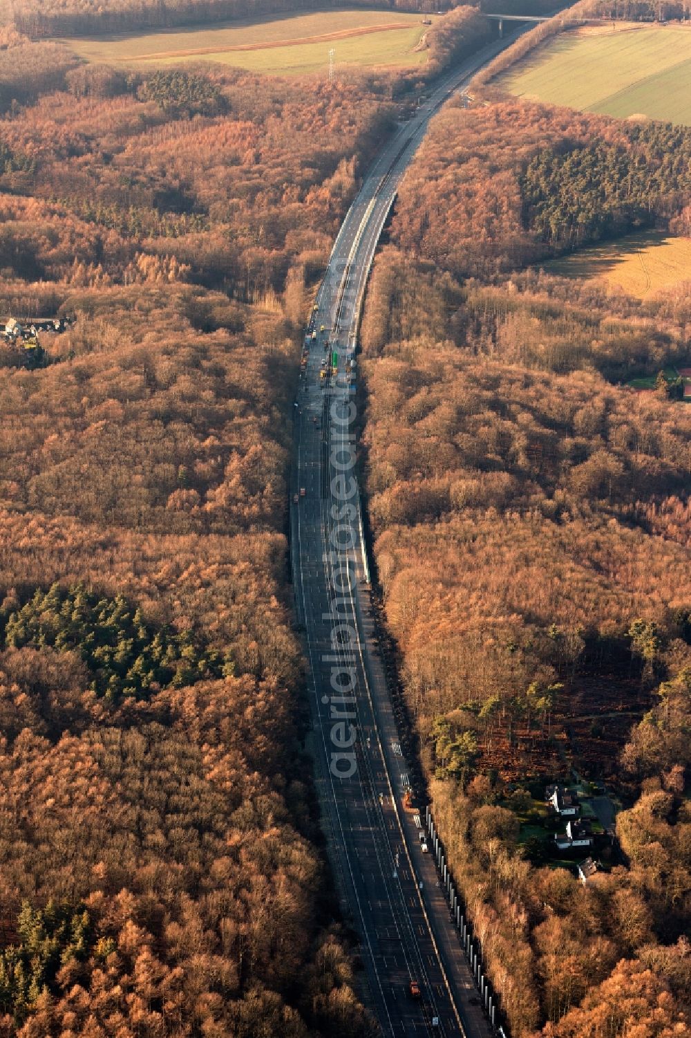 Aerial photograph Herdecke - Blocking the motorway A45 Sauerlandlinie for repair- and maintenance work on the asphalt driving ceiling - covering at Herdecke in North Rhine-Westphalia