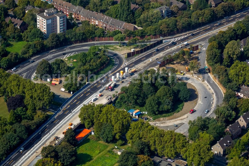 Duisburg from above - Conversion and expansion of the federal motorway BAB A59 in Duisburg in North Rhine-Westphalia