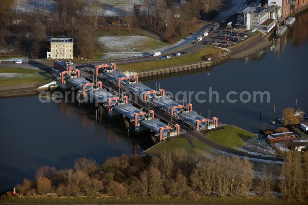 Aerial photograph Hamburg - Flood barrier in the district Hamburg-Mitte in Hamburg