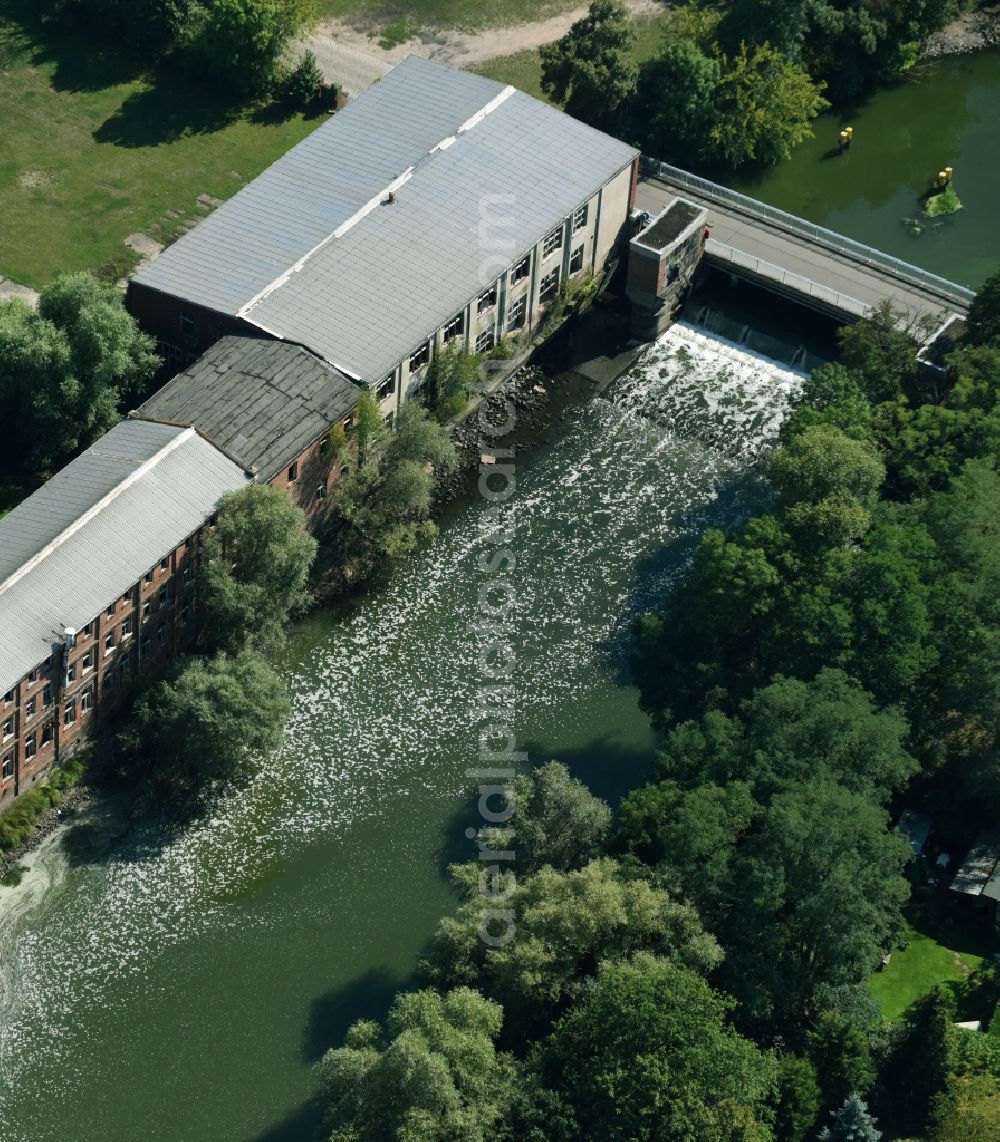 Aerial image Rathenow - Lockage of the for the river Kleine Archen in Rathenow in the state Brandenburg