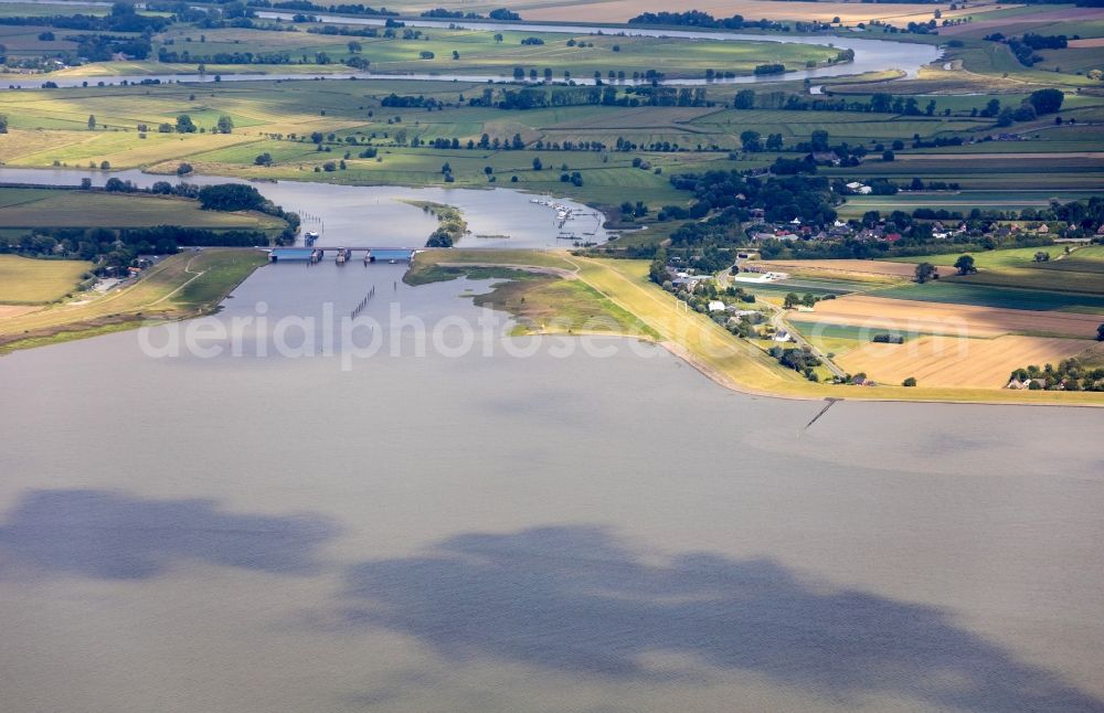 Glückstadt from above - Lockage of the in Glueckstadt in the state Schleswig-Holstein, Germany