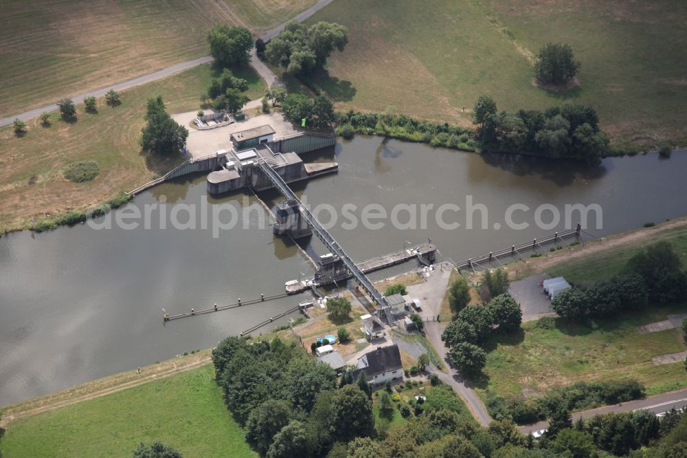 Aerial photograph Dausenau - Lockage of the on Lahn in Dausenau in the state Rhineland-Palatinate, Germany