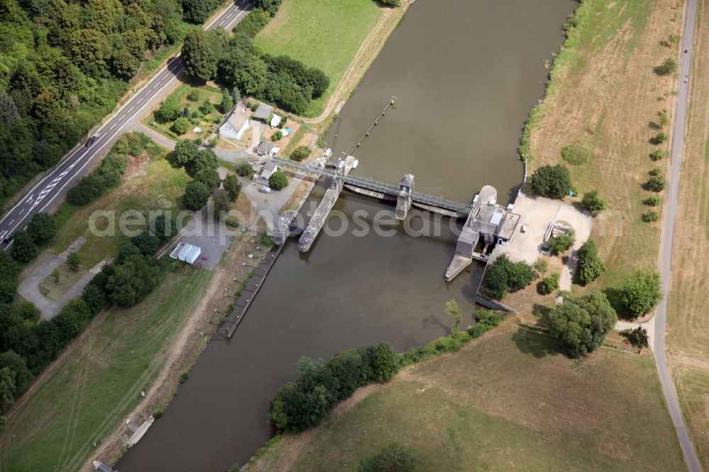 Aerial image Dausenau - Lockage of the on Lahn in Dausenau in the state Rhineland-Palatinate, Germany