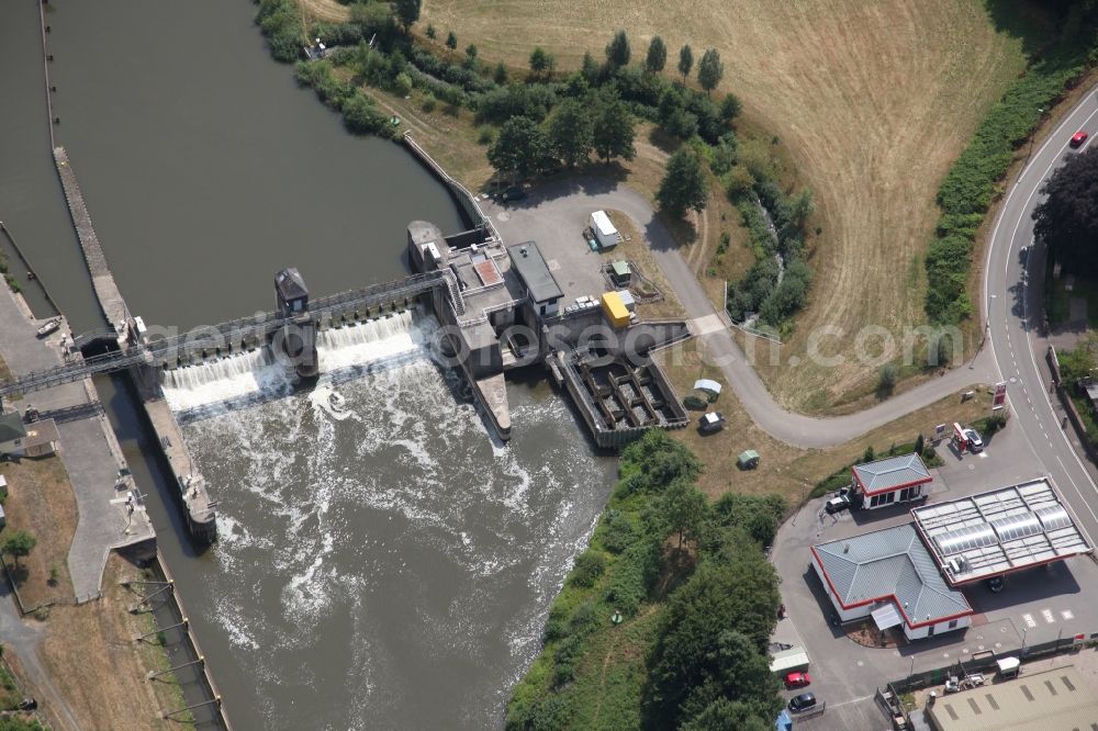 Nassau from the bird's eye view: Lockage of the of Lahn in Nassau in the state Rhineland-Palatinate, Germany