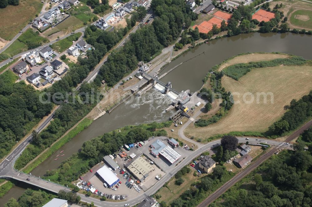 Nassau from above - Lockage of the of Lahn in Nassau in the state Rhineland-Palatinate, Germany