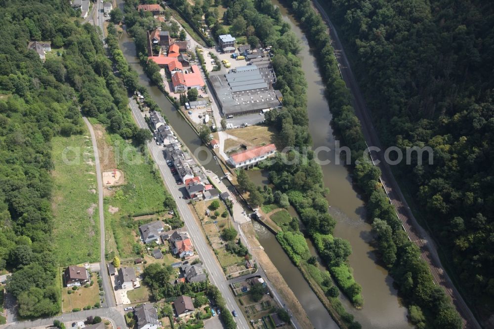 Aerial image Fachbach - Lockage of the on Lahn in the district Auf der Oberau in Fachbach in the state Rhineland-Palatinate, Germany