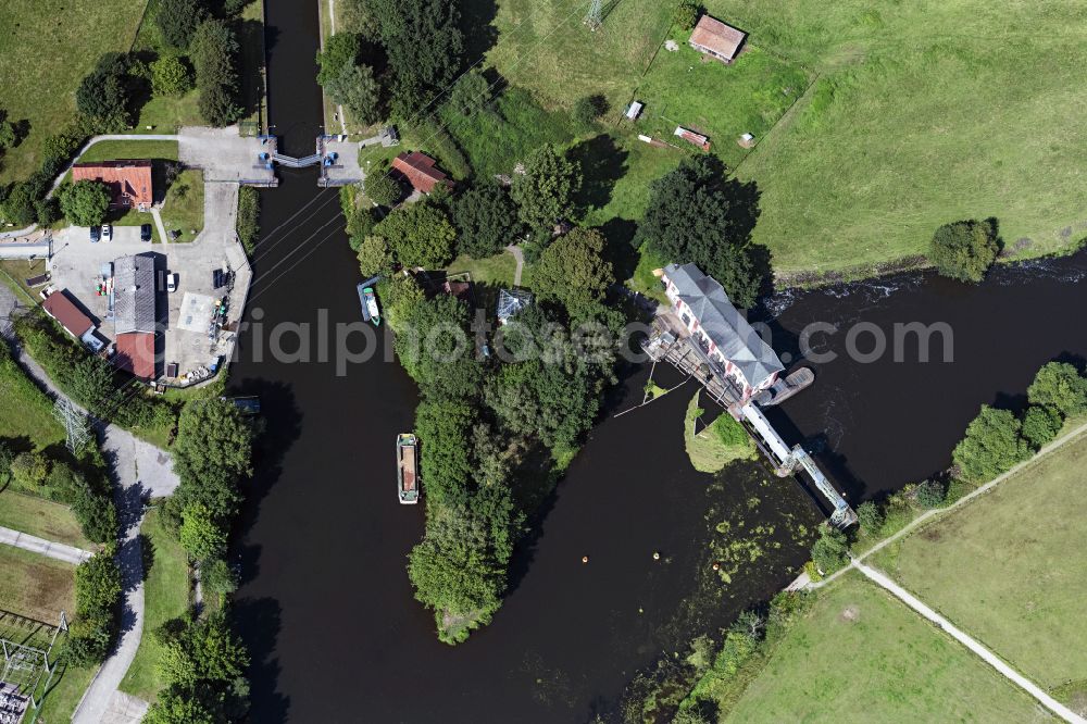 Aerial image Hambühren - Lockage of the Oldau in Hambuehren in the state Lower Saxony, Germany