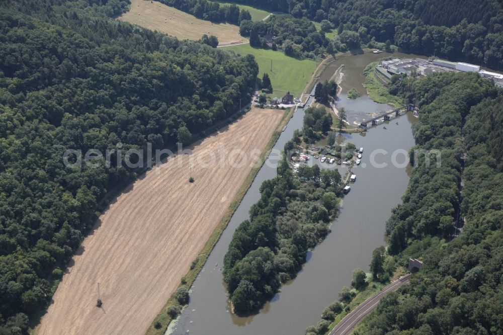 Aerial image Seelbach - Lockage of the of Schleuse (Lock) Hollerich in Seelbach in the state Rhineland-Palatinate, Germany