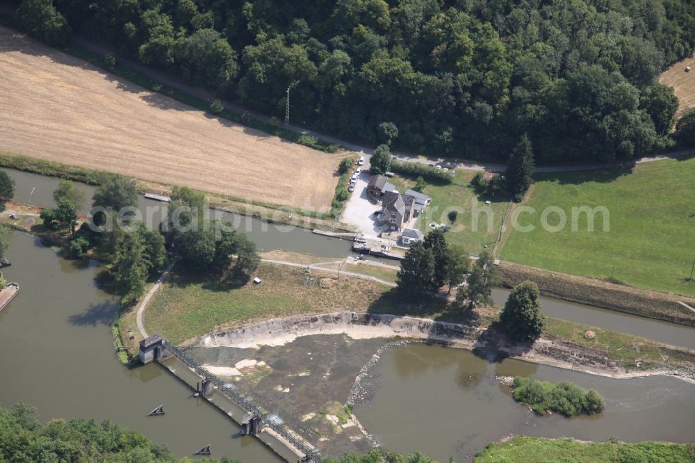 Seelbach from the bird's eye view: Lockage of the of Schleuse (Lock) Hollerich in Seelbach in the state Rhineland-Palatinate, Germany