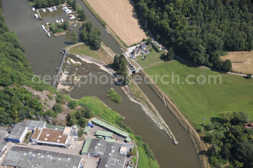 Aerial photograph Seelbach - Lockage of the of Schleuse (Lock) Hollerich in Seelbach in the state Rhineland-Palatinate, Germany