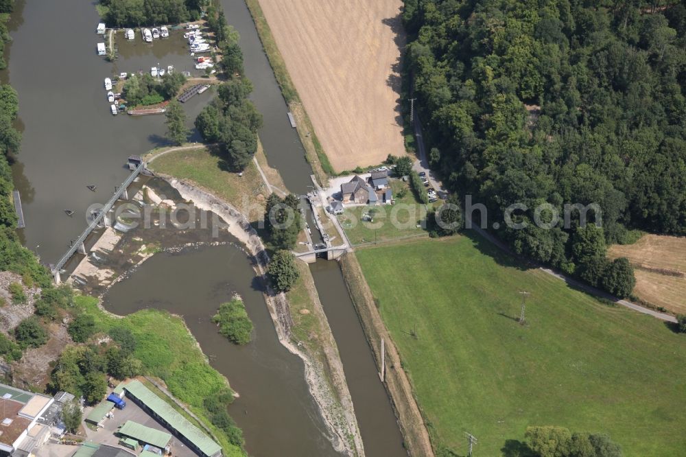 Seelbach from above - Lockage of the of Schleuse (Lock) Hollerich in Seelbach in the state Rhineland-Palatinate, Germany