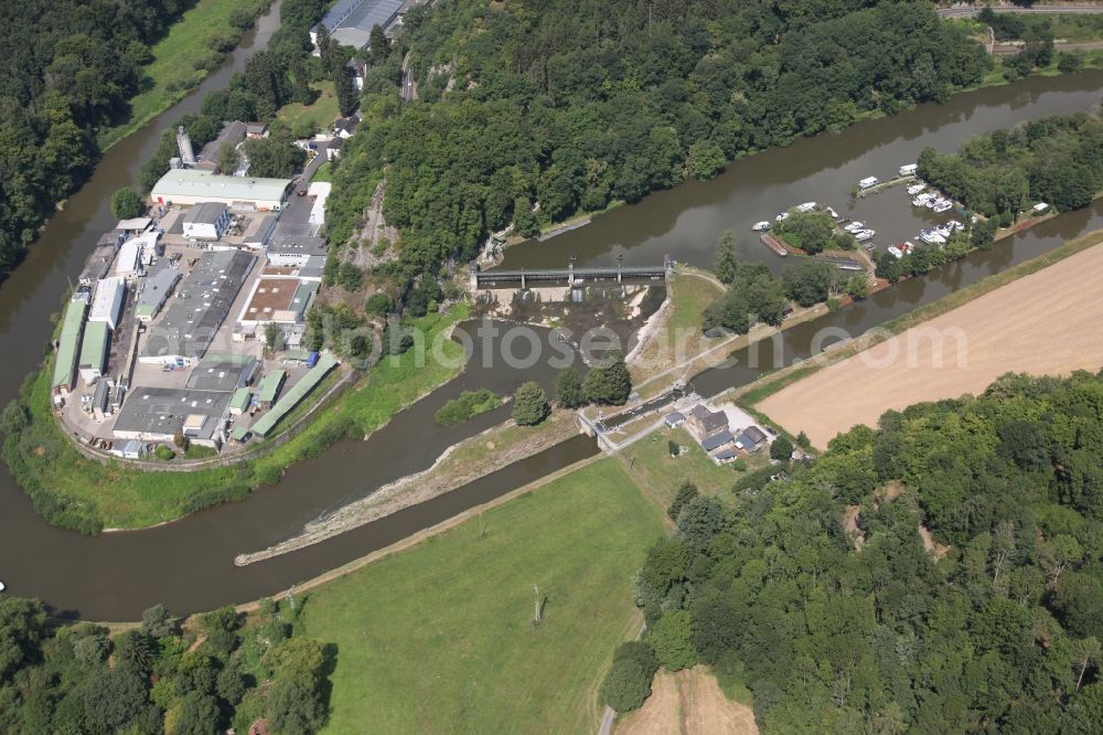 Seelbach from above - Lockage of the of Schleuse (Lock) Hollerich in Seelbach in the state Rhineland-Palatinate, Germany