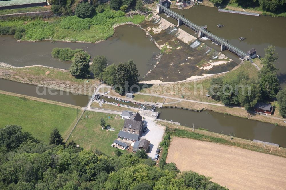 Aerial image Seelbach - Lockage of the of Schleuse (Lock) Hollerich in Seelbach in the state Rhineland-Palatinate, Germany