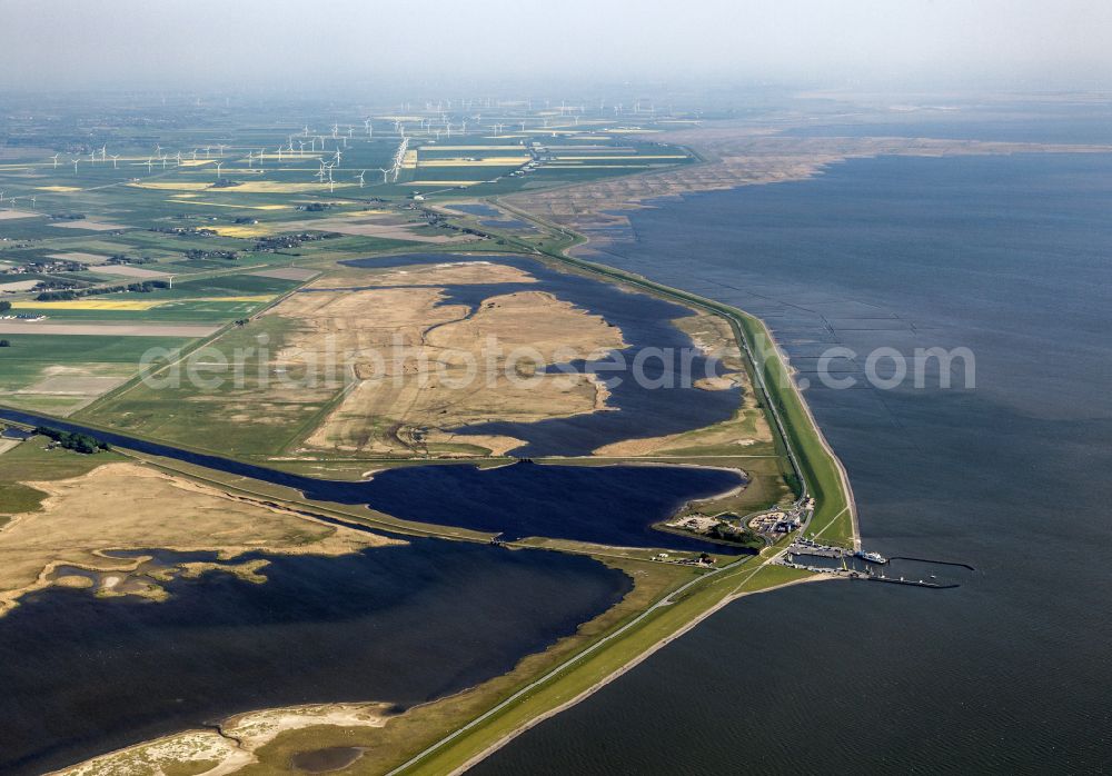 Dagebüll from the bird's eye view: Lockage of the Schluettsiel in Dagebuell in the state Schleswig-Holstein