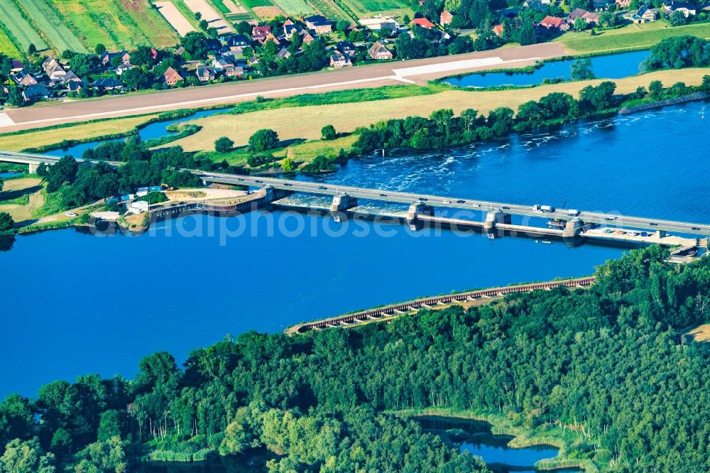 Geesthacht from above - Barrage Barrage Elbe in Geesthacht in the state Schleswig-Holstein, Germany