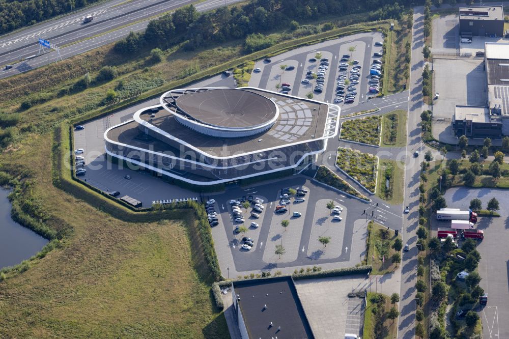 Aerial image Venlo - Construction site of banking administration building of the financial services company Holland Casino Venlo on street Floralaan in Venlo in Limburg, Netherlands