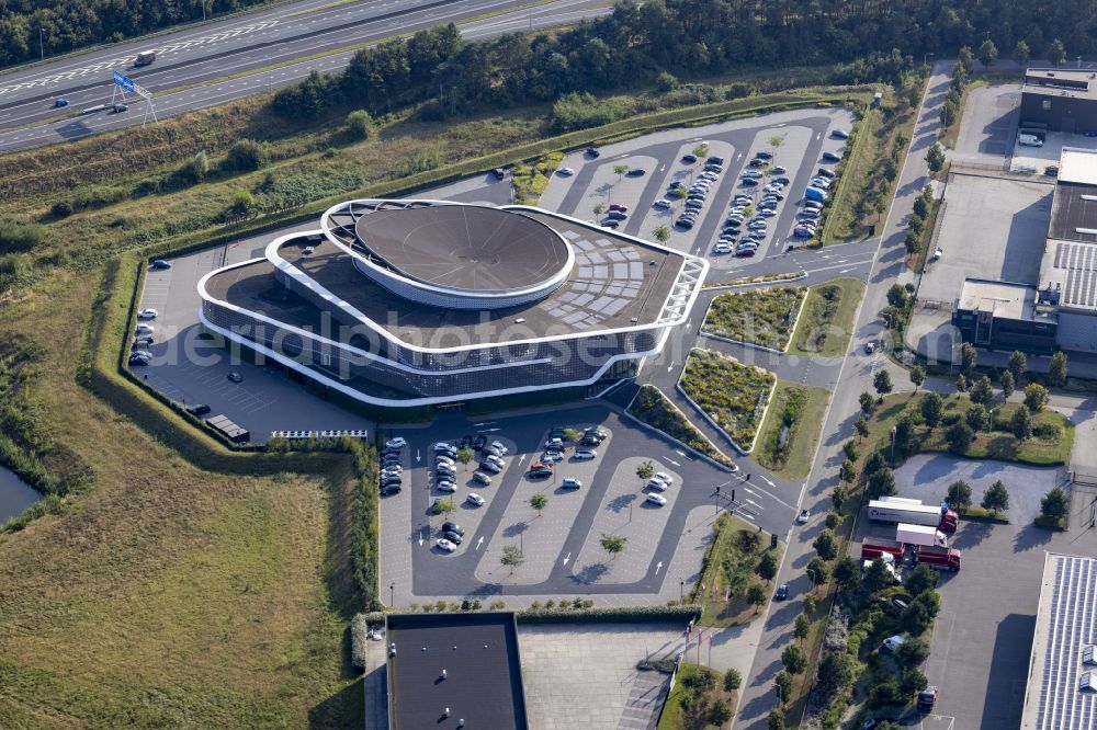 Venlo from above - Construction site of banking administration building of the financial services company Holland Casino Venlo on street Floralaan in Venlo in Limburg, Netherlands