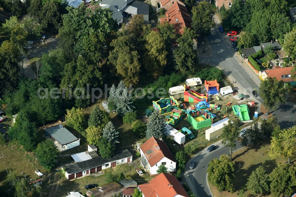 Aerial image Rangsdorf - Playground bouncy castle in Rangsdorf in the state Brandenburg